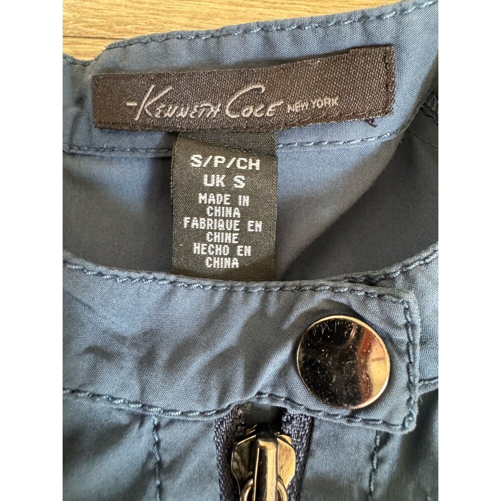 Kenneth Cole Navy Cotton Blend Short Sleeve Office Half Zip Career Dress Size S - Picture 12 of 13
